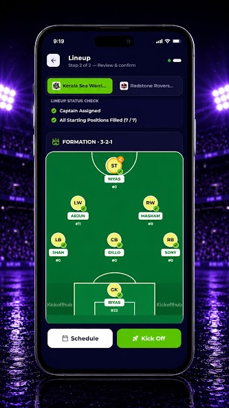 KickOffHub app screen